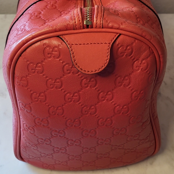 GUCCI RED GUCCISSIMA LEATHER JOY BOSTON HANDBAG - Picture 5 of 11